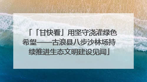 「甘快看」用坚守浇灌绿色希望——古浪县八步沙林场持续推进生态文明建设见闻