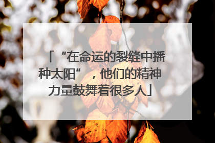 “在命运的裂缝中播种太阳”，他们的精神力量鼓舞着很多人