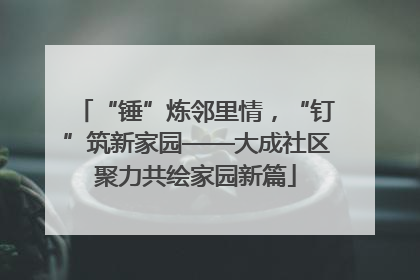 “锤”炼邻里情，“钉”筑新家园——大成社区聚力共绘家园新篇