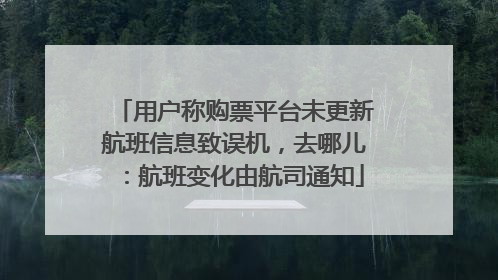 用户称购票平台未更新航班信息致误机，去哪儿：航班变化由航司通知