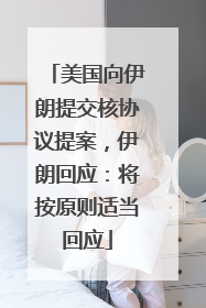 美国向伊朗提交核协议提案，伊朗回应：将按原则适当回应