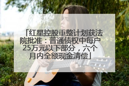 红星控股重整计划获法院批准：普通债权中每户25万元以下部分，六个月内全额现金清偿