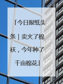 今日报纸头条｜卖火了棉袄，今年种了千亩棉花