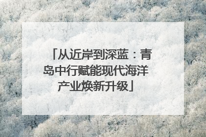从近岸到深蓝：青岛中行赋能现代海洋产业焕新升级