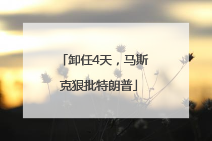 卸任4天，马斯克狠批特朗普
