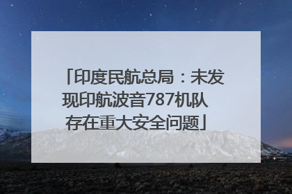 印度民航总局：未发现印航波音787机队存在重大安全问题