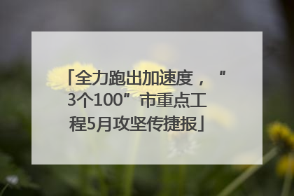 全力跑出加速度，“3个100”市重点工程5月攻坚传捷报