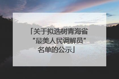 关于拟选树青海省“最美人民调解员” 名单的公示