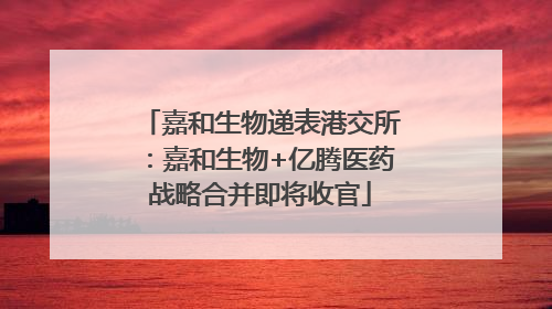 嘉和生物递表港交所：嘉和生物+亿腾医药战略合并即将收官
