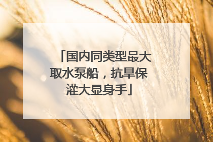 国内同类型最大取水泵船，抗旱保灌大显身手