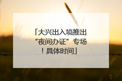 大兴出入境推出“夜间办证”专场！具体时间