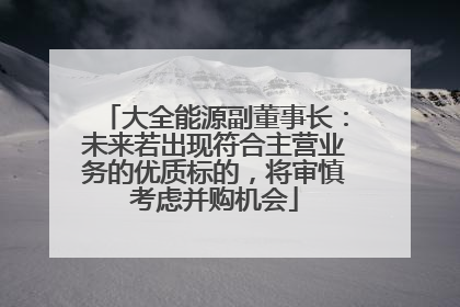 大全能源副董事长：未来若出现符合主营业务的优质标的，将审慎考虑并购机会