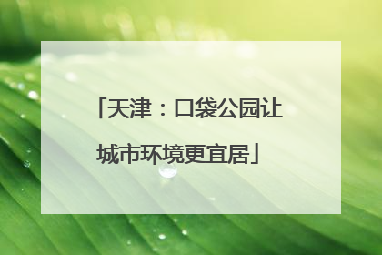天津：口袋公园让城市环境更宜居