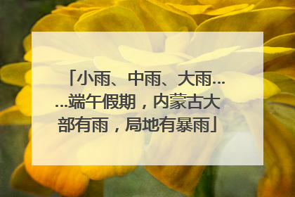 小雨、中雨、大雨……端午假期，内蒙古大部有雨，局地有暴雨