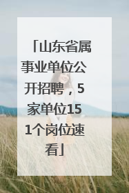 山东省属事业单位公开招聘，5家单位151个岗位速看