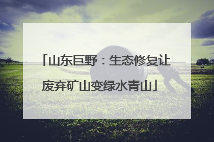 山东巨野：生态修复让废弃矿山变绿水青山
