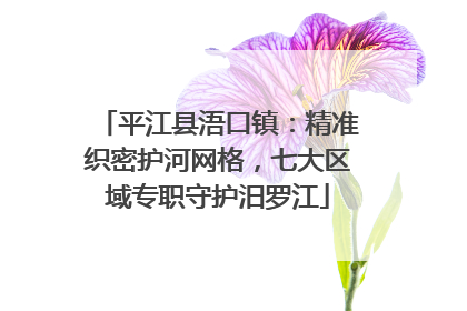 平江县浯口镇：精准织密护河网格，七大区域专职守护汨罗江
