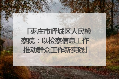枣庄市峄城区人民检察院：以检察信息工作推动群众工作新实践
