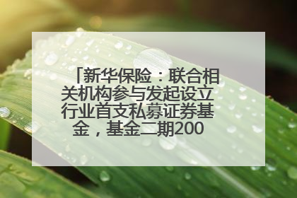 新华保险：联合相关机构参与发起设立行业首支私募证券基金，基金二期200亿元已募集完毕