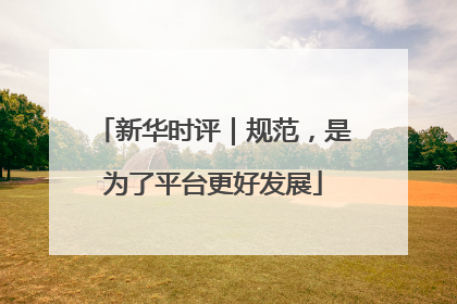 新华时评｜规范，是为了平台更好发展