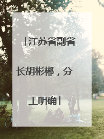 江苏省副省长胡彬郴，分工明确