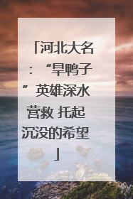 河北大名：“旱鸭子”英雄深水营救 托起沉没的希望