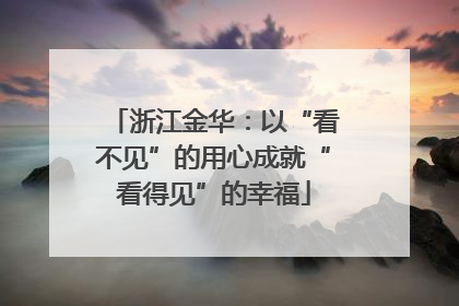 浙江金华：以“看不见”的用心成就“看得见”的幸福