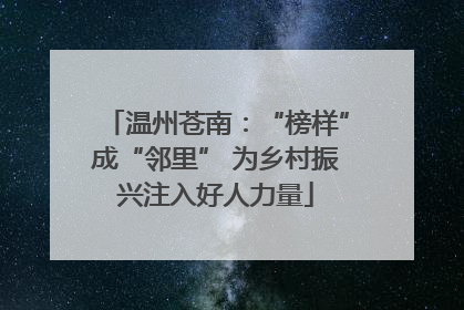 温州苍南：“榜样”成“邻里” 为乡村振兴注入好人力量