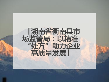 湖南省衡南县市场监管局：以精准“处方”助力企业高质量发展