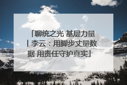聊统之光 基层力量丨李云：用脚步丈量数据 用责任守护真实