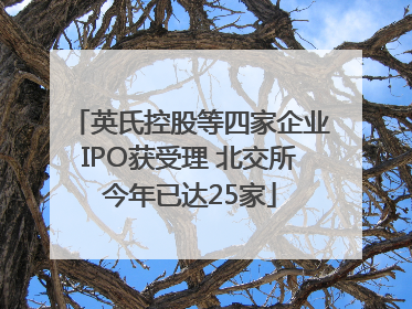 英氏控股等四家企业IPO获受理 北交所今年已达25家