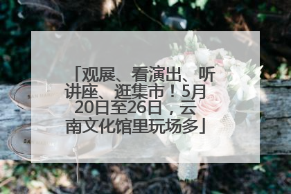 观展、看演出、听讲座、逛集市！5月20日至26日，云南文化馆里玩场多