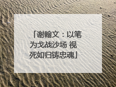 谢翰文：以笔为戈战沙场 视死如归铸忠魂