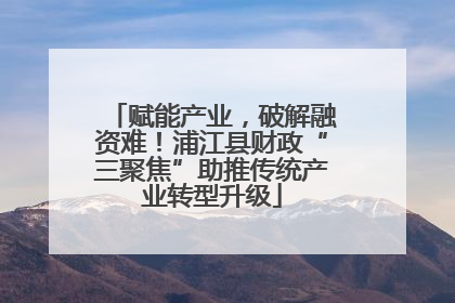 赋能产业，破解融资难！浦江县财政“三聚焦”助推传统产业转型升级