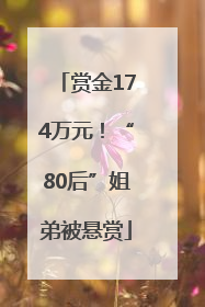 赏金174万元！“80后”姐弟被悬赏