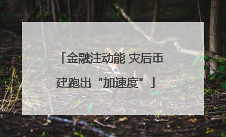 金融注动能 灾后重建跑出“加速度”