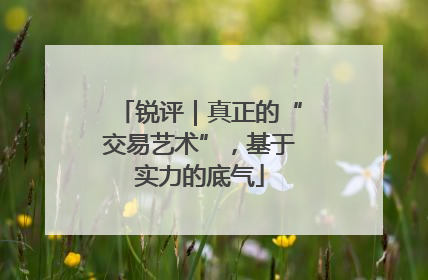 锐评｜真正的“交易艺术”，基于实力的底气