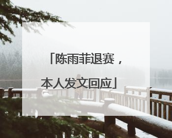 陈雨菲退赛，本人发文回应