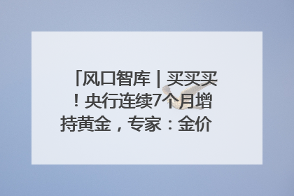 风口智库｜买买买！央行连续7个月增持黄金，专家：金价或仍易涨难跌