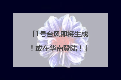 1号台风即将生成！或在华南登陆！